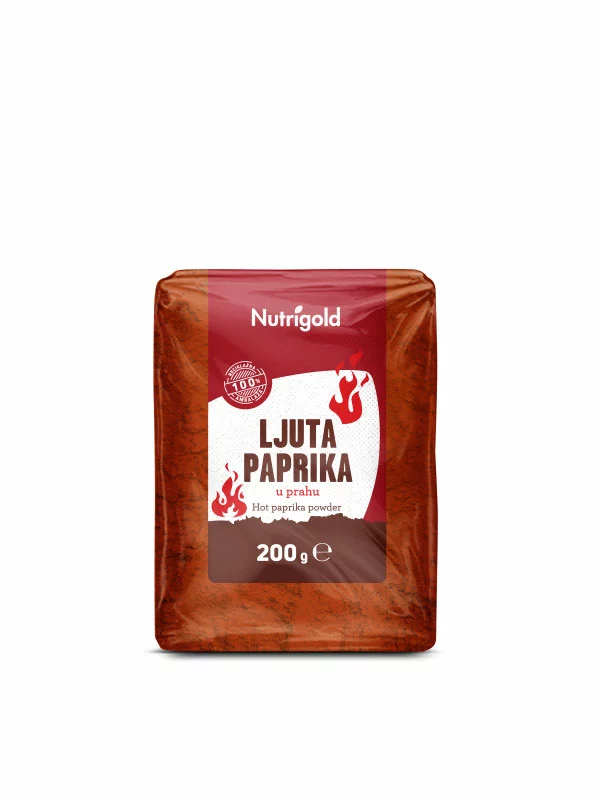 Nutrigold Paprika Pulver scharf in einer 200 Gramm Packung