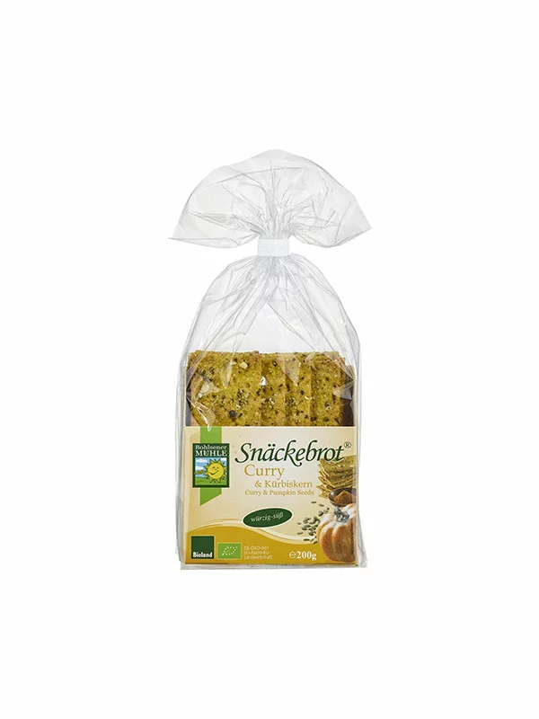 Knusprige Kräcker Curry & Kürbis - Biologisch 200g Bohlsener Mühle