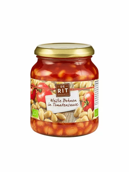Weiße Bohnen in Tomatensauce – Biologisch 360g De Rit