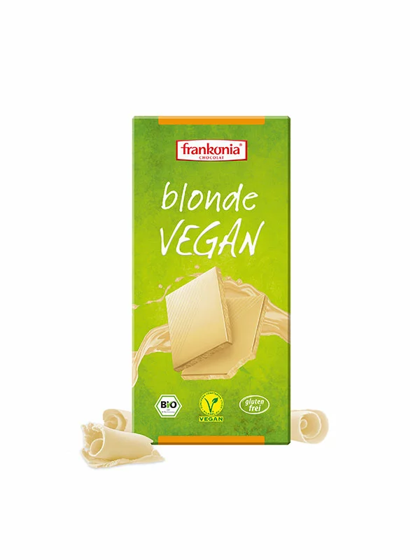 Frankonia vegane weiße Schokolade – Biologisch in grüner Kartonverpackung von 100 g
