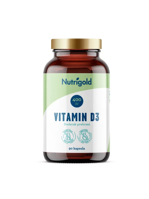 Nutrigold Vitamin D3 400 IE mit 90 vegane Kapseln in der Packung