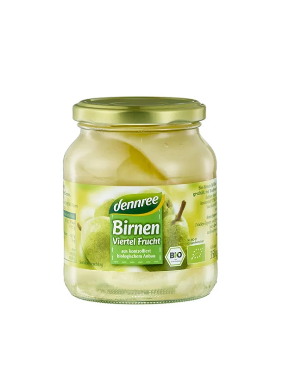 Dennree Birnen Viertel Frucht – Biologisch im 350g Glas