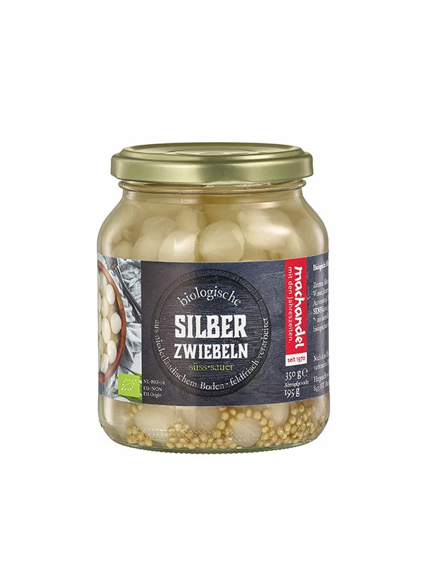 Machandel Silberzwiebeln - Biologisch im 350g Glas