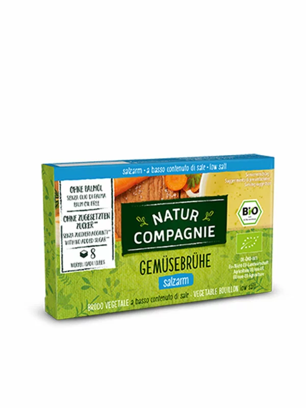 Natur Compagnie Gemüsebrühe salzarm 8 Würfel – Bio in einer 68g Packung