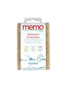 Memo Spülschwamm mit Naturfasern zum Geschirrspülen ohne Kratzer - 100% pflanzliche Zellulosefasern 2 Stück
