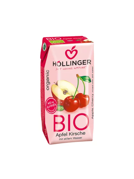 Höllinger Apfel- und Kirschsaft - Tetrapak mit Strohhalm - Biologisch in einem 200ml Tetrapak