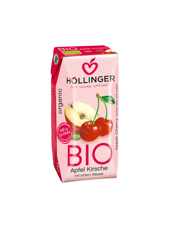Höllinger Apfel- und Kirschsaft - Tetrapak mit Strohhalm - Biologisch in einem 200ml Tetrapak