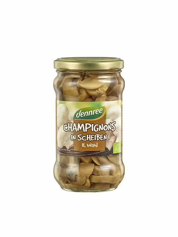 Dennree Champignons in Scheiben – Biologisch im 280g Glas