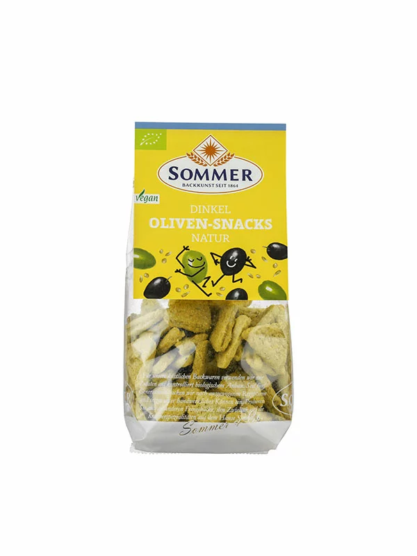 Sommer Dinkel Oliven-Snacks natur – Biologisch in einer 150g Packung
