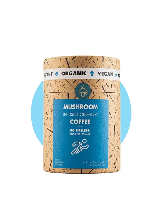 Mit Pilzen angereicherter Go Tireless-Instantkaffee mit 10 x 3g in der Packung