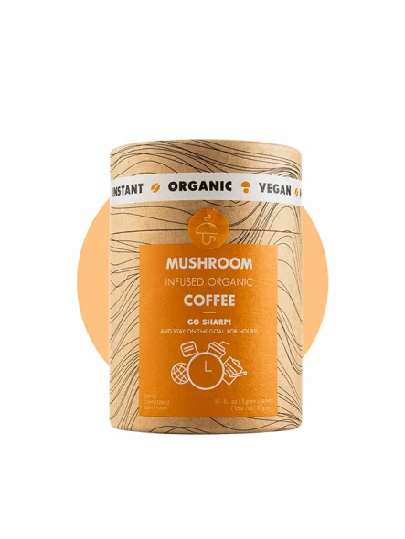 Mushroom Cups Mit Pilzen angereicherter Go Sharp Instantkaffee mit 10x3g in der Packung