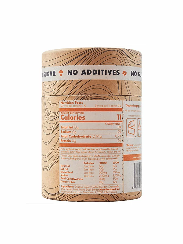 Mushroom Cups Mit Pilzen angereicherter Go Sharp Instantkaffee mit 10x3g in der Packung