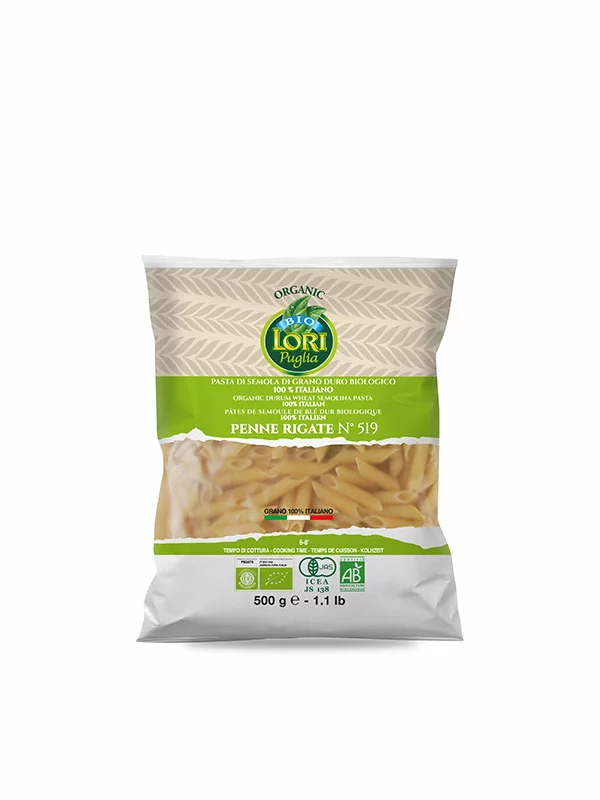 Pasta Lori Puglia Hartweizennudeln Penne – Biologisch in einer 500g Verpackung