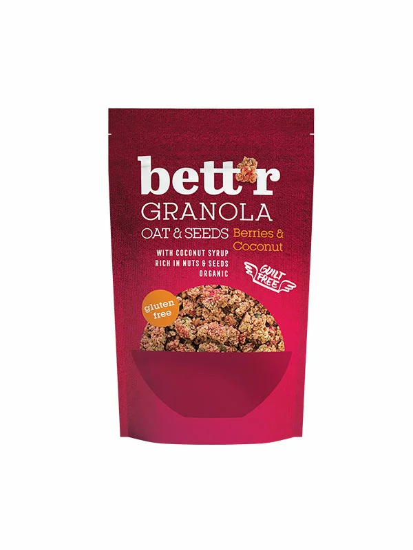 Bett'r Müsli, Beeren & Kokos, glutenfrei – Biologisch in einer 300g Packung
