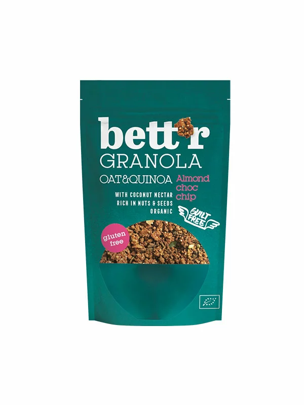 Bett'r Müsli mit Mandeln und Schokoladenstückchen Glutenfrei - Biologisch in einer 300g Packung