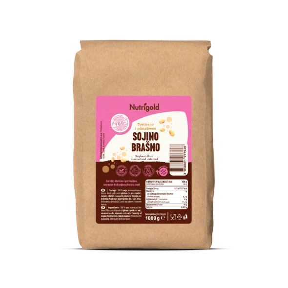 Nutrigold Sojamehl in einer Braunen 1000g Verpackung