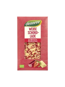 Weiße Schokolade, Erdbeere und Rhabarber – Biologisch 100g Dennree
