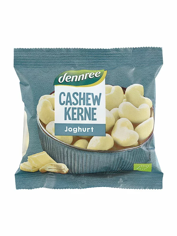 Dennree Cashewkerne in weißer Joghurt-Schokolade – Biologisch in einer 80g Packung