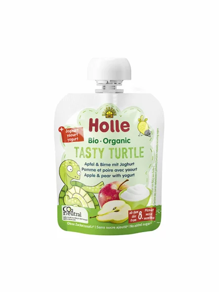 Holle Quetschie Apfel & Birnen mit Joghur „Tasty Turtle“ – Biologisch in einer 85g Packung