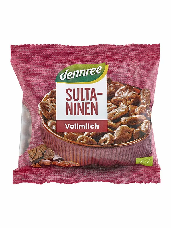 Dennree Sultaninen Vollmilch – Biologisch in einer 100g Packung