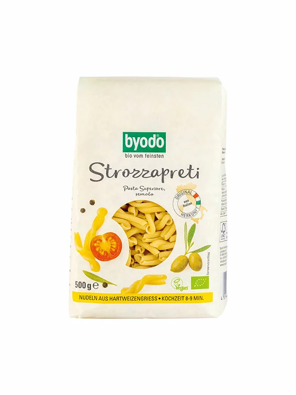 Byodo Hartweizennudeln Strozzapreti - Biologisch in einer 500g Verpackung