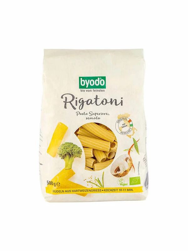 Byodo Hartweizennudeln Rigatoni – Biologisch in einer 500g Verpackung