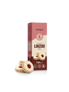 Nutrigold Linzer Teegebäck mit Himbeeren – Glutenfrei in einer 130 Gramm Packung