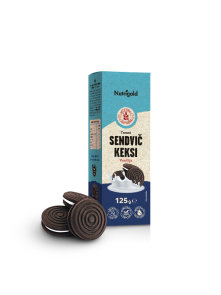 Nutrigold Sandwichkekse Dunkel Vanille – Glutenfrei in einer 125 Gramm Packung