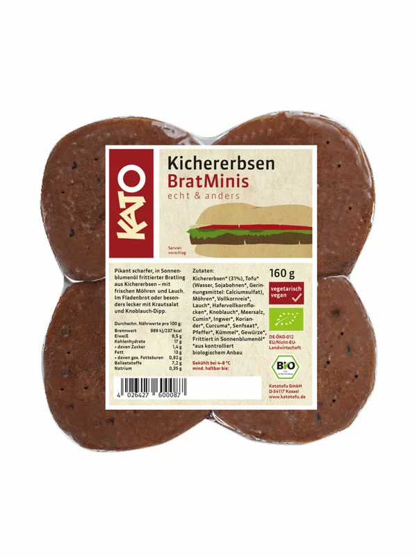 Kato Vegane Mini-Burger – Biologisch in einer 4x40g Packung