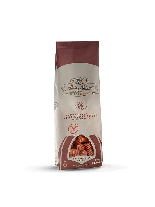 Pasta Natura Rote Linsennudeln Fusili - Glutenfrei in einer 250g Verpackung