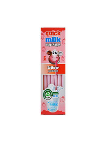 Quick Milk Strohhalme mit löslichen Kugeln – Erdbeere 6 Stück im Paket – Biologisch