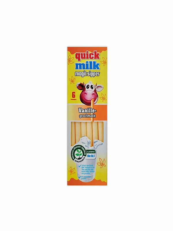 Quick Milk Strohhalme mit löslichen Kugeln – Vanille 6 Stück im Paket – Biologisch