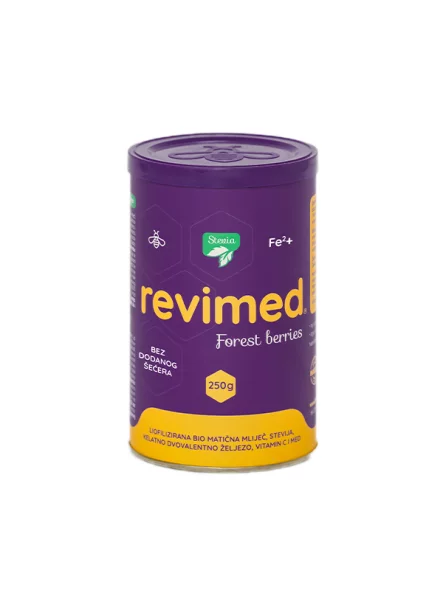 Revimed – gefriergetrocknetes Bio-Gelée Royale und Stevia-Eisen in 250 g-Verpackung