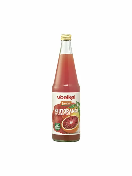 Voelkel Roter Orangensaft 100% rein – Biologisch in einer 700ml Glasflasche