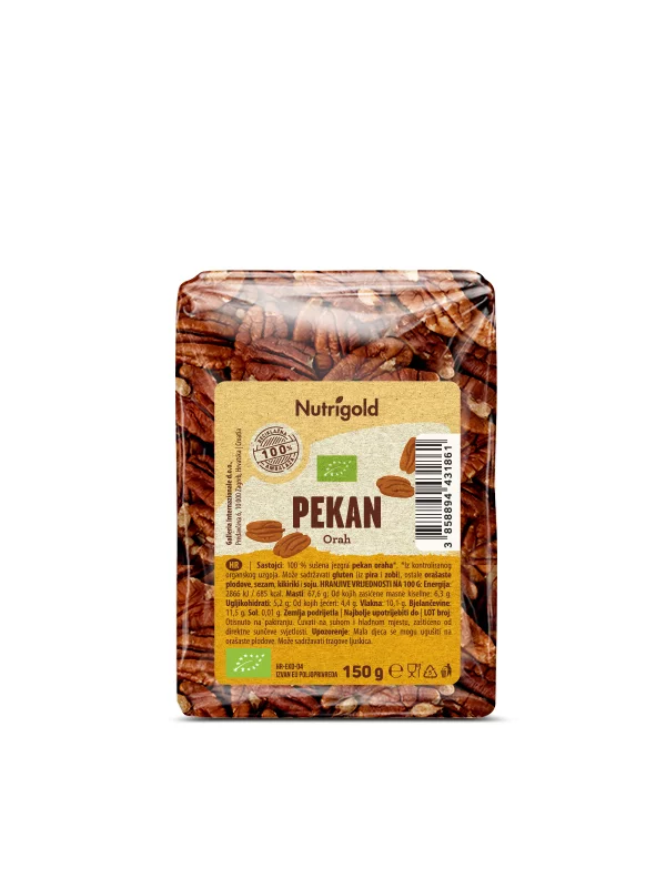 Nutrigold Pekannüsse - Biologisch in einer 150 Gramm Packung