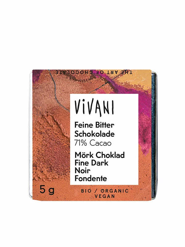 Mini-Zartbitterschokolade 71% – Biologisch 5g Vivani
