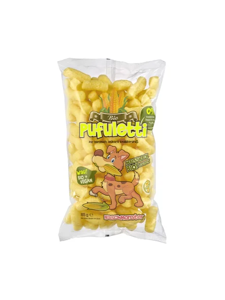 Naschmonster Gesalzene Maissticks Pufuletti - Biologisch in einer 85g Verpackung