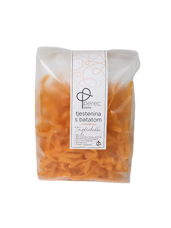 OPG Perec Hartweizengrießnudeln mit orangefarbener Süßkartoffel – Tagliatelle in Verpackung von 400g