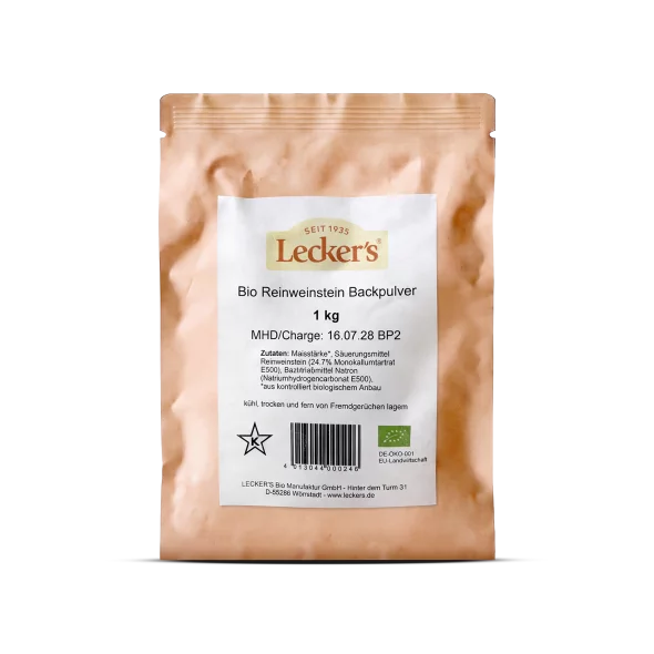 Lecker's Reinweinstein Backpulver – Bio in der 1kg Packung