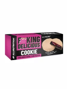 All nutrition Biscuits weiße Schokolade mit Himbeer- und Erdnussfüllung ohne Zuckerzusatz in Kartonverpackung von 128g