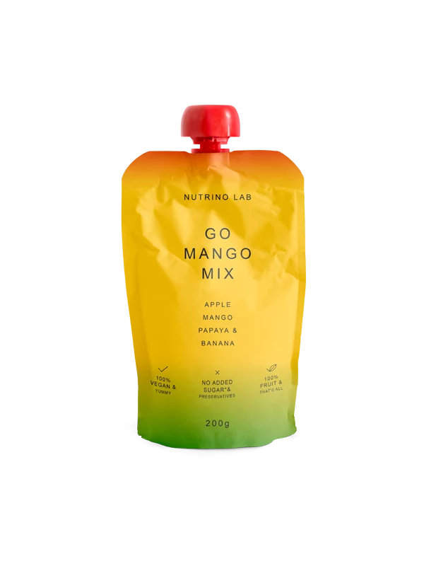 Nutrni Lab Fruchtsnack Go Mango Mix – Apfel, Mango, Papaya und Banane im Quetschbeutel von 200g