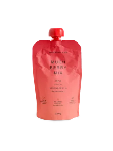 Nutrino Lab Fruchtsnack Much Berry Mix – Apfel, Pfirsich, Erdbeere und Himbeere in Quetschbeutel von 200g