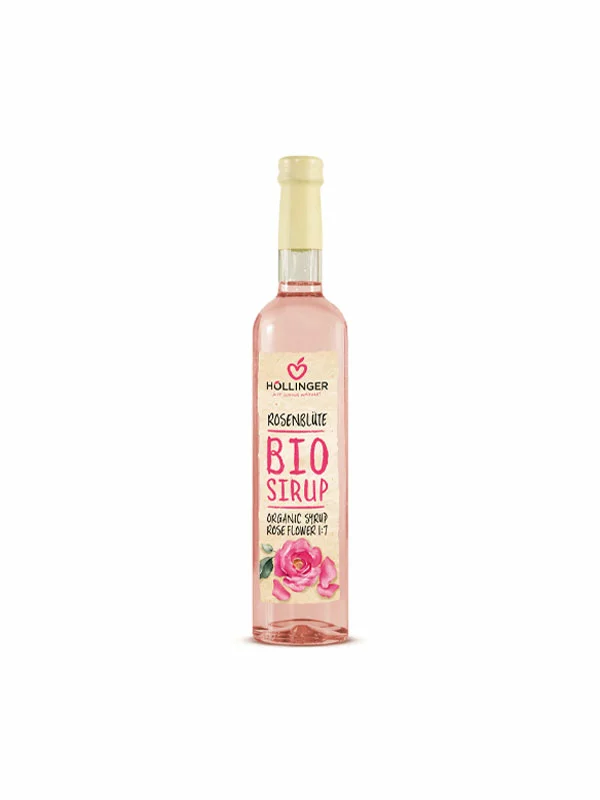 Höllinger Rosenblütensirup – Biologisch 500ml in Glasflasche