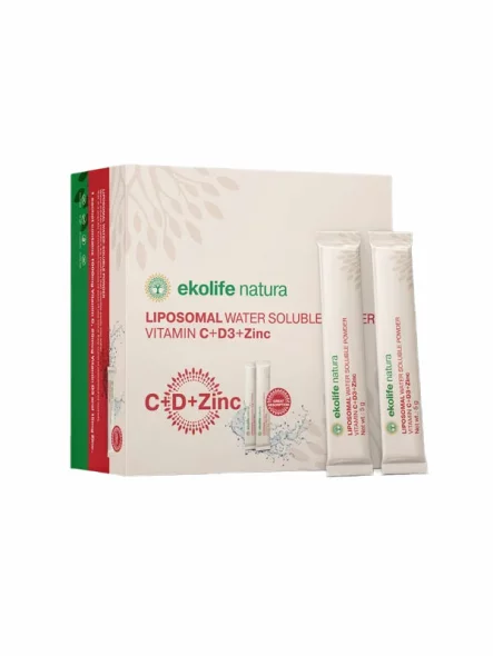 Ekolife Natura Liposomal Vitamin C + D3 + Zink – 21x5g in Kartonverpackung