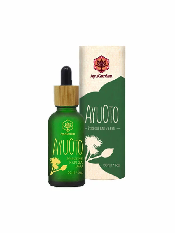 AyuGarden AyuOto natürliche Ohrentropfen in einer 30ml Glasflasche mit Tropfer