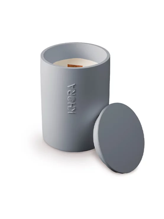 Duftkerze mit 100% Sojawachs Warm & Wood – Khora
