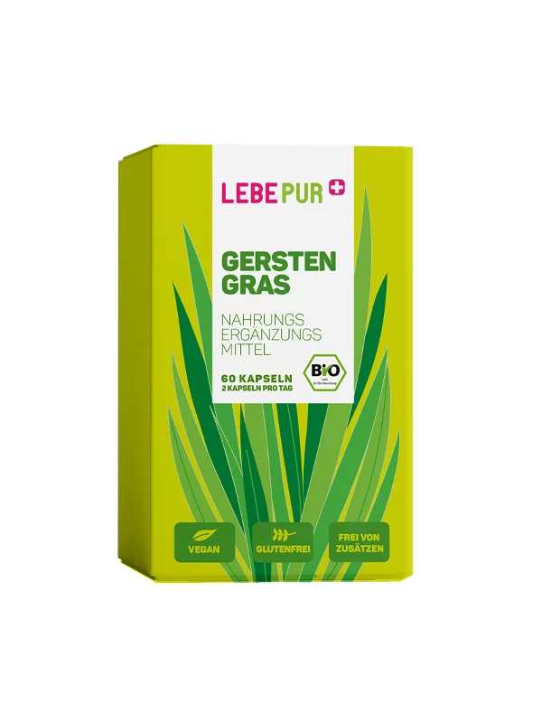 Lebepur Gerstengras – Bio mit 60 Kapseln in der Packung