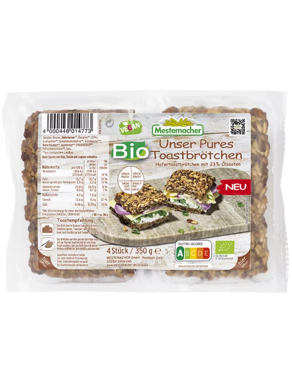 Mestemacher Unser Pures Toastbrötchen – Biologisch in einer 350g Packung