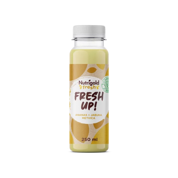Nutrigold Fresh Ananas, Apfel & Minze Saft – Kaltgepresst in einer 250ml Flasche