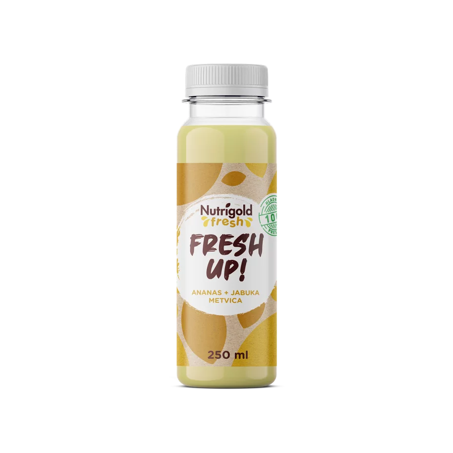 Nutrigold Fresh Ananas, Apfel & Minze Saft – Kaltgepresst in einer 250ml Flasche